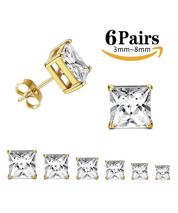 Thunaraz Surgical Earrings Princess Zirconia