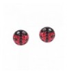 Ladybug Zirconia Sterling Silver Earrings