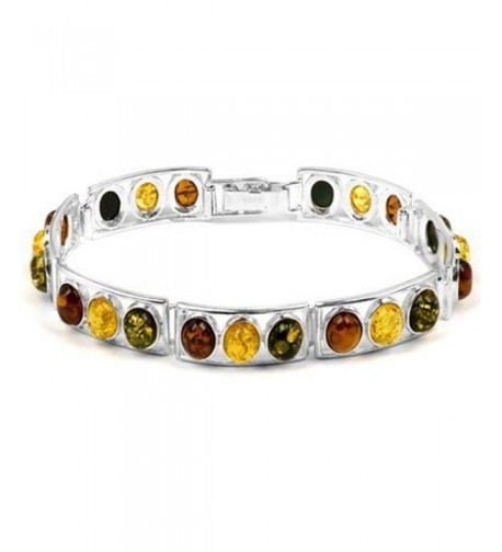 Sterling Silver Multicolor Amber Bracelet