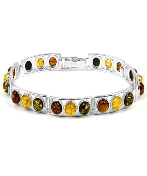 Sterling Silver Multicolor Amber Bracelet