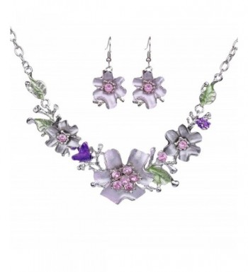 Paxuan Necklace Earrings Statement Lavender