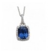 Jewelili Sterling Cushion Sapphire Necklace