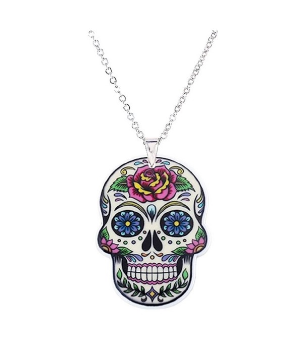 Flower Mexican Acrylic Pendant Necklace