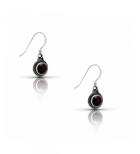 Garnet Dangle Earrings Sterling Silver