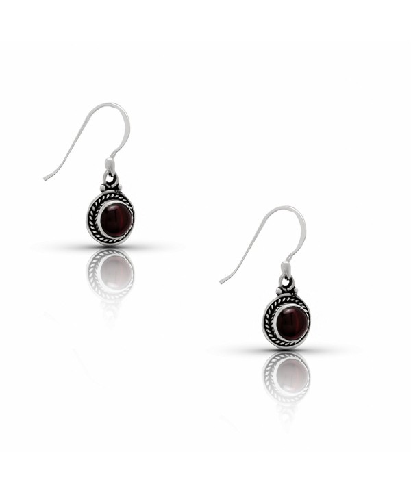 Garnet Dangle Earrings Sterling Silver