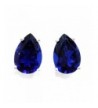 Created Sapphire Earrings Sterling Rhodium