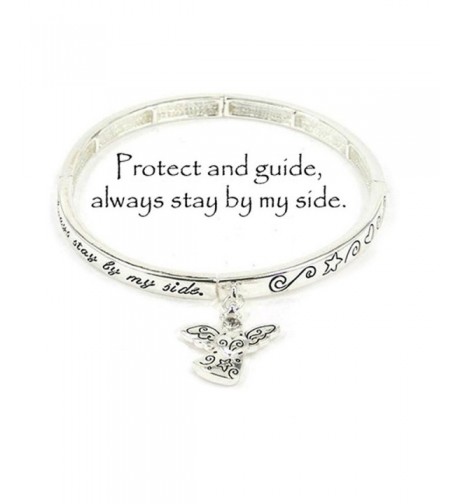 Silvertone Guardian Angel Stretch Bracelet