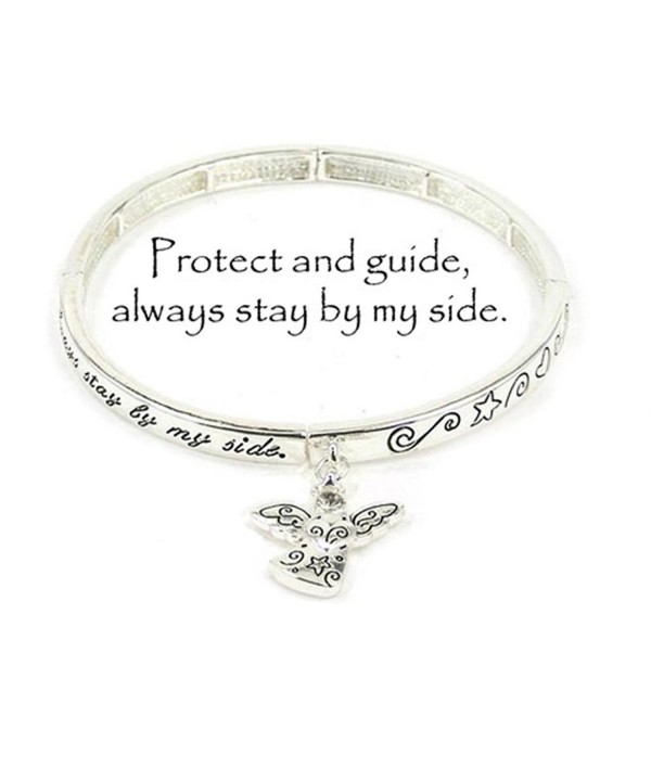 Silvertone Guardian Angel Stretch Bracelet