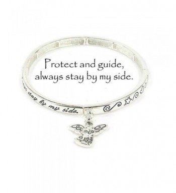 Silvertone Guardian Angel Stretch Bracelet