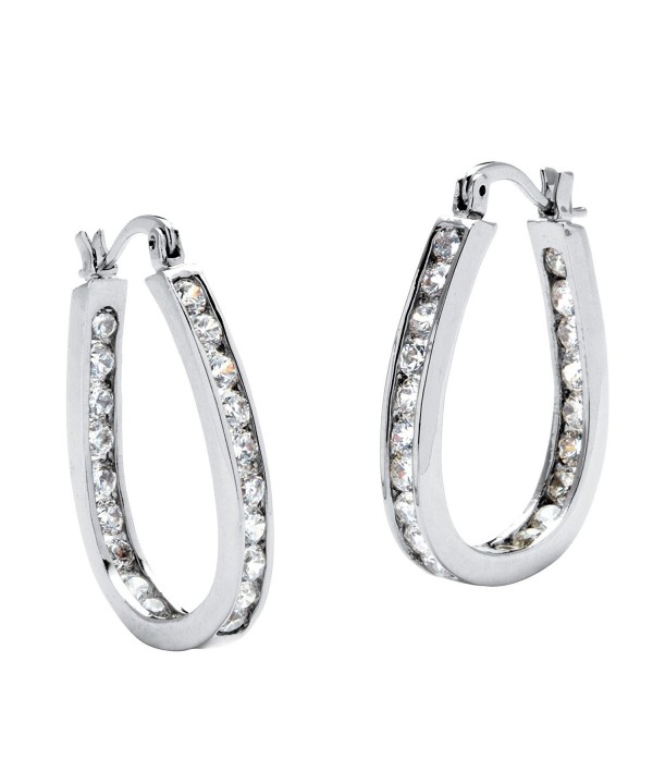 Silver Inside Channel Earrings Zirconia