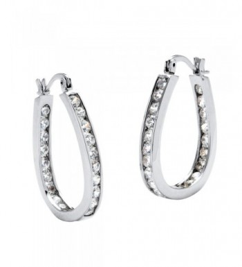 Silver Inside Channel Earrings Zirconia