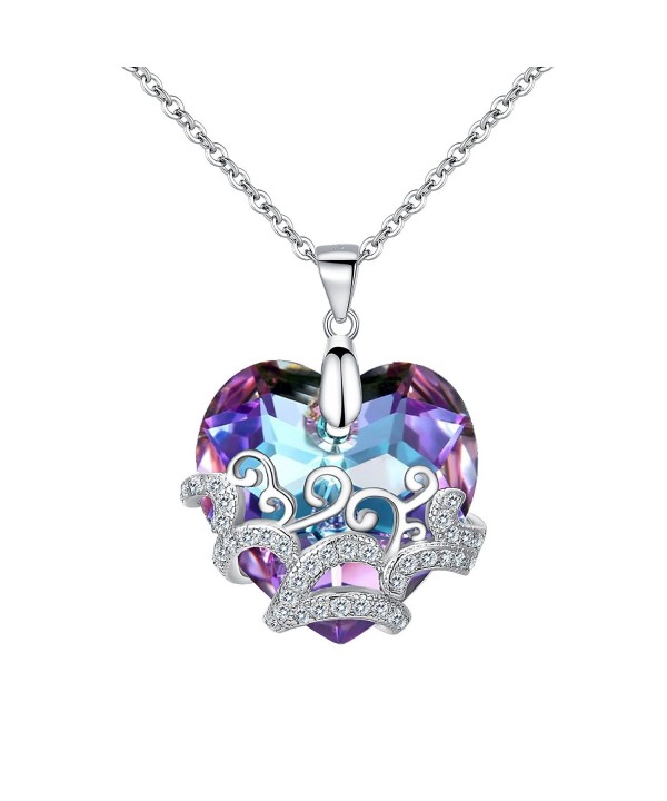 BriLove Sterling Filigree Necklace Swarovski