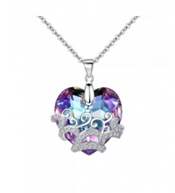 BriLove Sterling Filigree Necklace Swarovski