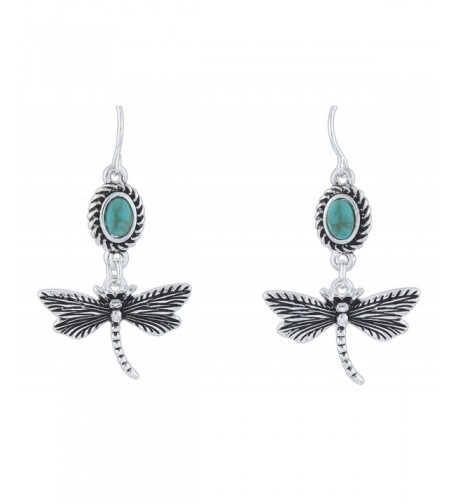 LOLO Silver Tone Imitation Turquoise Dragonfly