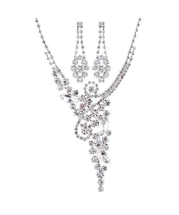 ACCESSORIESFOREVER Wedding Rhinestone Luxurious Necklace