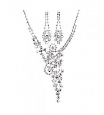 ACCESSORIESFOREVER Wedding Rhinestone Luxurious Necklace