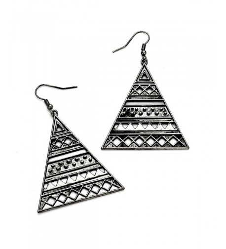 Antiqued Silver Pyramid Drop Earrings