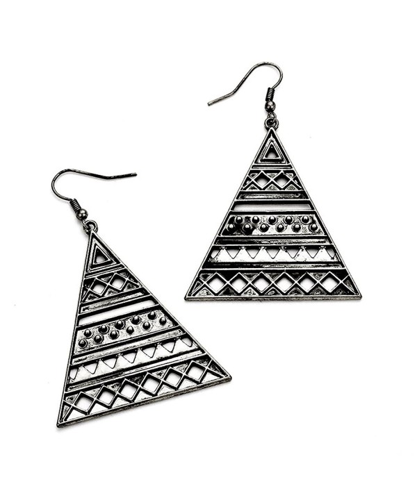 Antiqued Silver Pyramid Drop Earrings