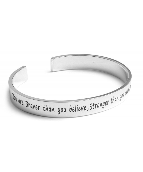 Inspirational Silver Cuff Bracelet Motivational