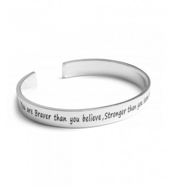 Inspirational Silver Cuff Bracelet Motivational