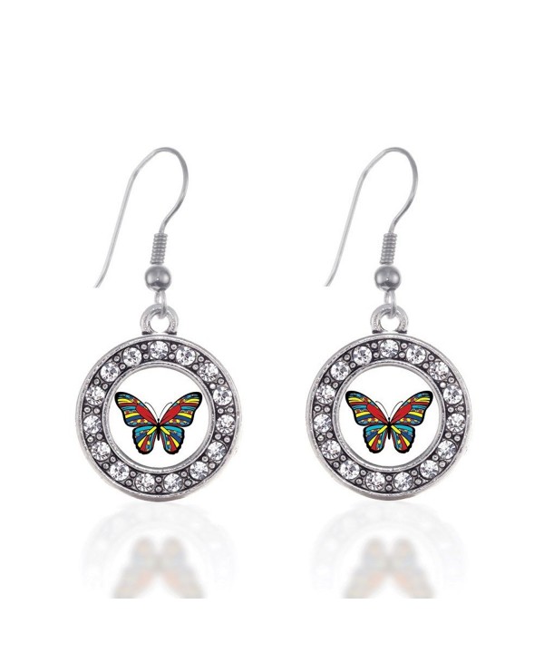Awareness Butterfly Earrings Crystal Rhinestones