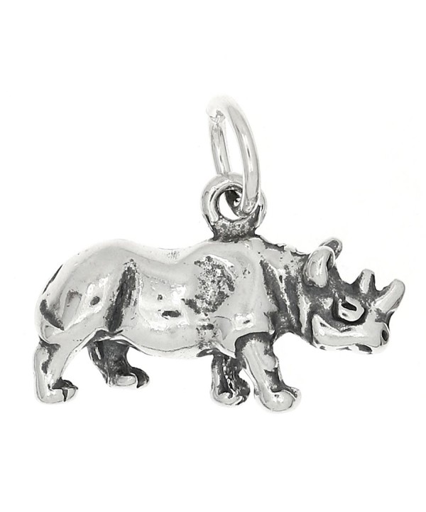 Sterling Silver Oxidized Dimensional Rhinoceros