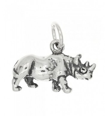 Sterling Silver Oxidized Dimensional Rhinoceros