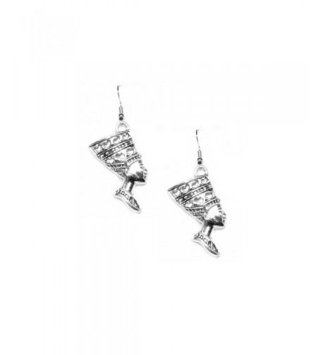 Antiqued Silver Nefertiti Egyptian Earrings