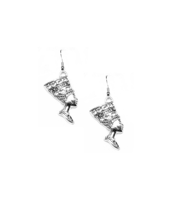 Antiqued Silver Nefertiti Egyptian Earrings