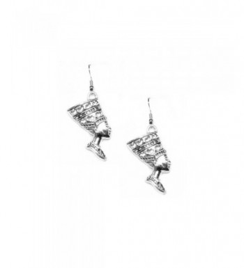 Antiqued Silver Nefertiti Egyptian Earrings