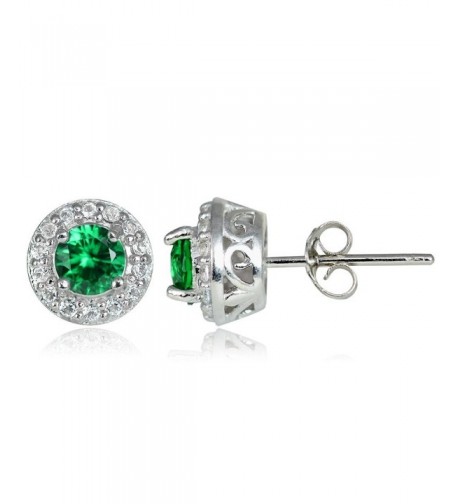 Sterling Silver Synthetic Emerald Earrings