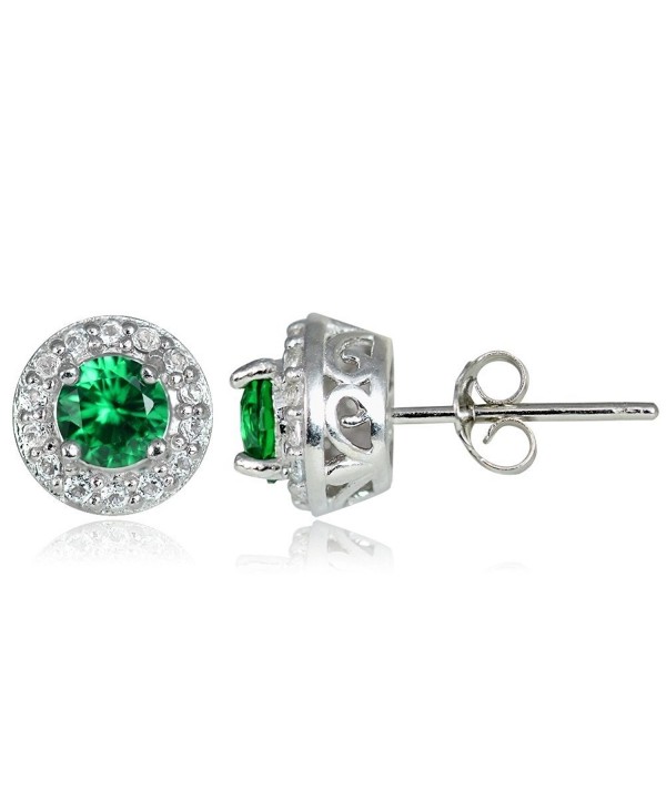 Sterling Silver Synthetic Emerald Earrings