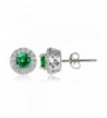 Sterling Silver Synthetic Emerald Earrings