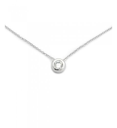 Sterling Rhodium Zirconia Solitaire Necklace