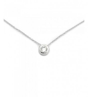 Sterling Rhodium Zirconia Solitaire Necklace