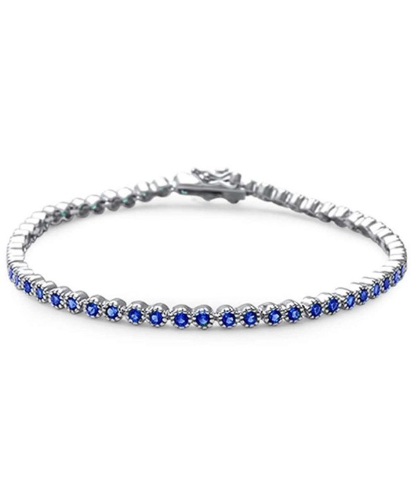 Solitaire Bracelet Simulated Blue Sapphire