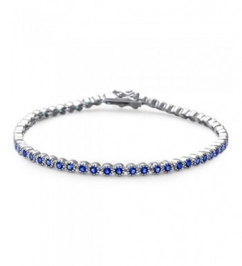 Solitaire Bracelet Simulated Blue Sapphire