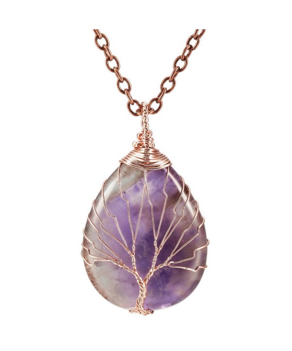 MOWOM Pendant Necklace Simulated Amethyst