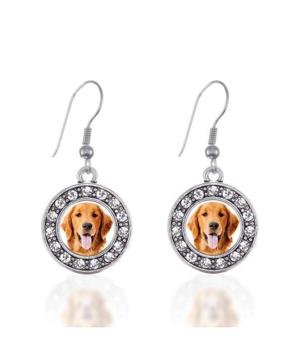 Golden Retriever Earrings Crystal Rhinestones