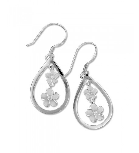 Sterling Silver Teardrop Dangling Plumeria