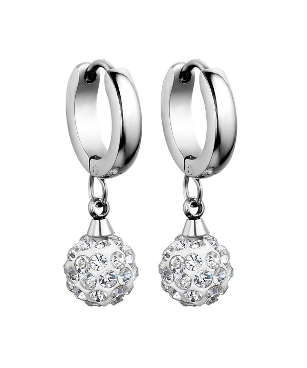 Flongo Stainless Rhinestone Princess Earrings