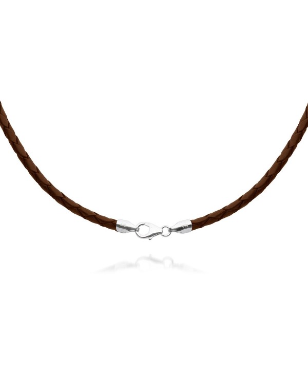 Braided Leather Necklace Choker Sterling Braided Leather Necklace Choker Sterling