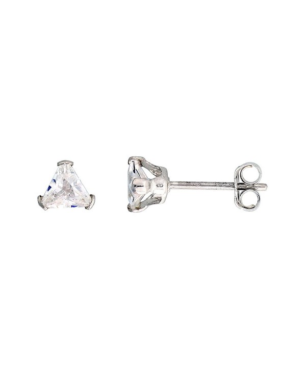 Sterling Silver Zirconia Triangle Earrings