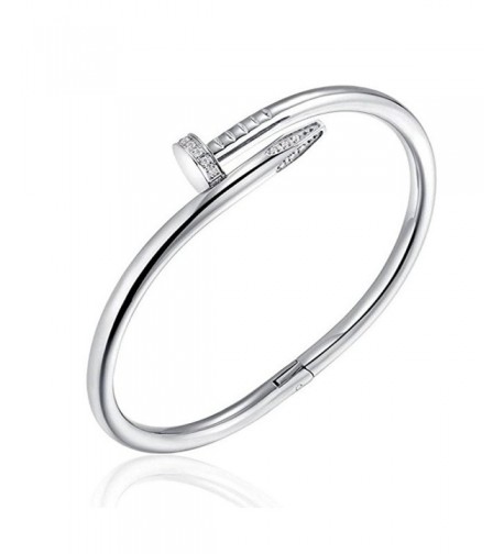 BazaarE Silver Stainless Nail Bangle Bracelet