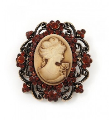 Antique Amber Coloured Diamante Brooch