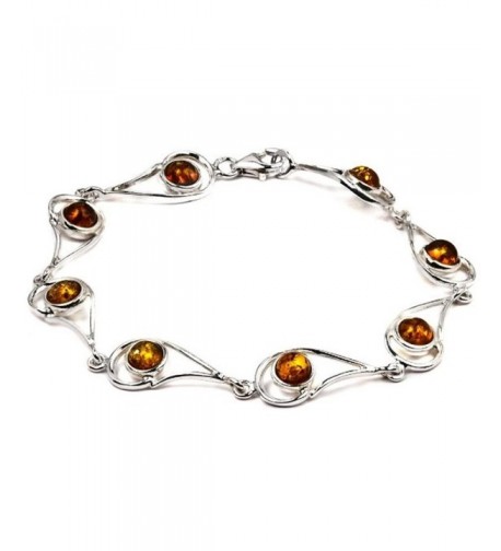 Sterling Silver Amber Bracelet Inches