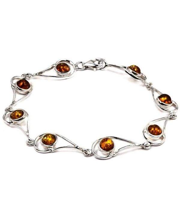 Sterling Silver Amber Bracelet Inches