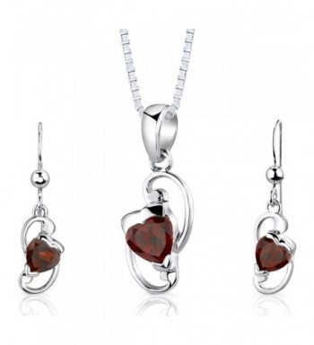 Garnet Pendant Earrings Sterling Rhodium