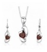 Garnet Pendant Earrings Sterling Rhodium