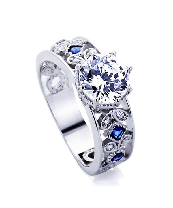 Sterling Simulated Sapphire Accent Engagement